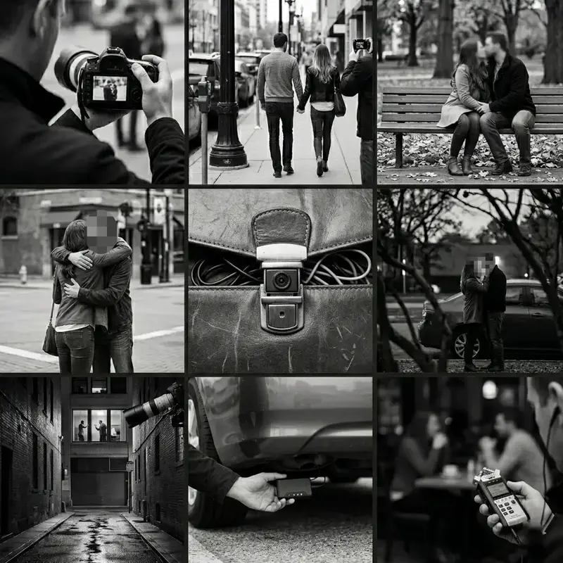 Detective privado entregando informe de investigación con pruebas fotográficas en Argentina